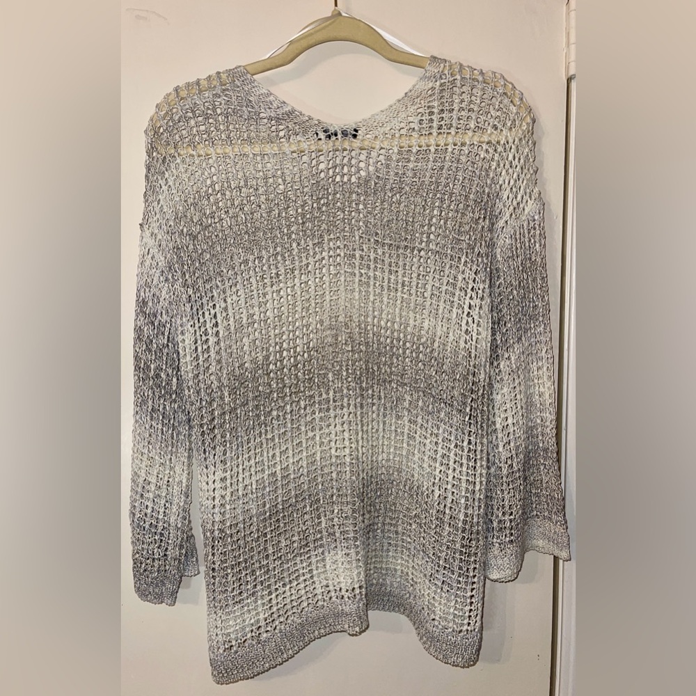 Charlie B Open Knit Fishnet Monochrome Gray Women's Medium Top Never Worn